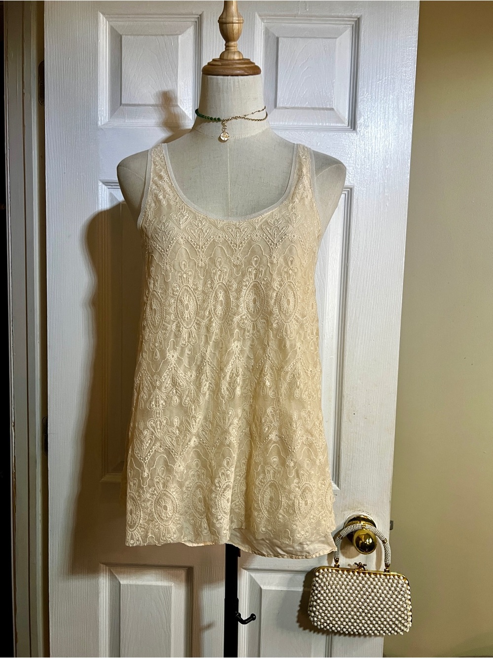 Calypso St Barth Ivory Silk Lace Mesh Embroidery Layered Feminine Cami Top XS